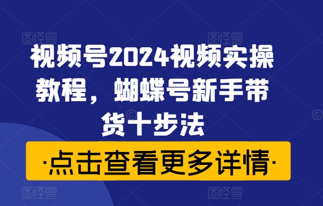 视频号2024视频实操教程，蝴蝶号新手带货十步法-86资源库