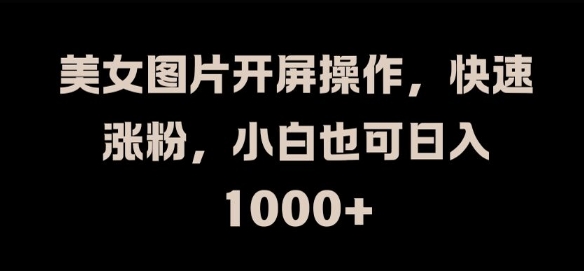 美女图片开屏操作，快速涨粉，小白也可日入1k【揭秘】-86资源库