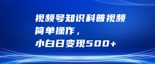 视频号知识科普视频，简单操作，小白日变现500+【揭秘】-86资源库