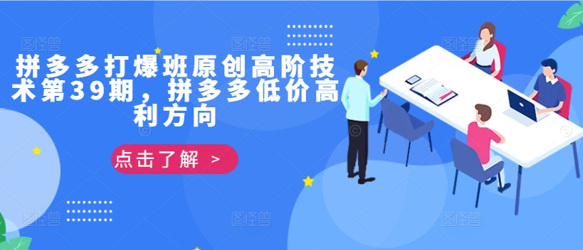 拼多多打爆班原创高阶技术第39期，拼多多低价高利方向-86资源库