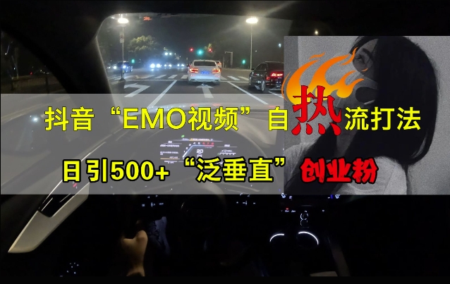 抖音EMO视频自热打法，日引500+“泛垂直”创业粉-86资源库