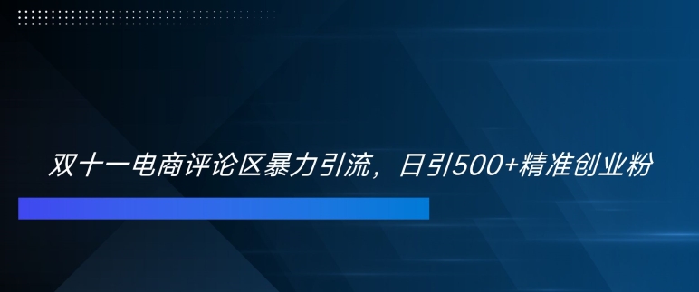 双十一电商评论区暴力引流，日引500+精准创业粉【揭秘】-86资源库