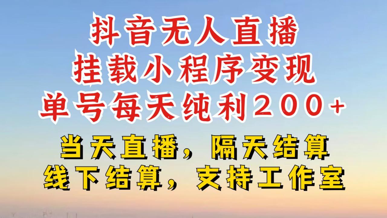 抖音无人直播挂载小程序，零粉号一天变现二百多，不违规也不封号，一场挂十个小时起步【揭秘】-86资源库
