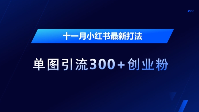 十一月小红书最新打法，单图引流300+创业粉【揭秘】-86资源库