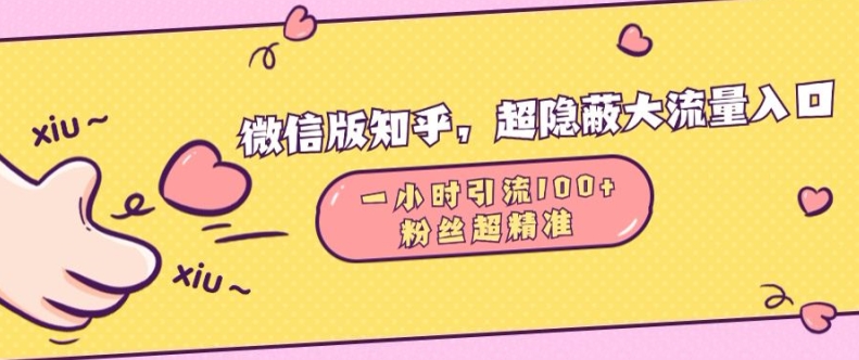 微信版知乎，超隐蔽流量入口1小时引流100人，粉丝质量超高【揭秘】-86资源库
