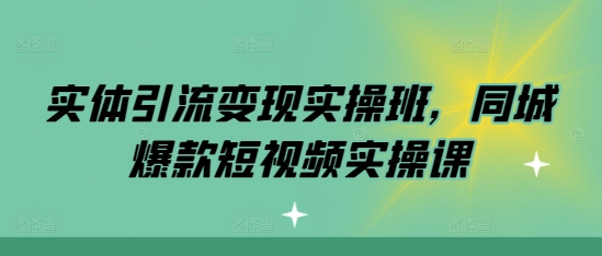 实体引流变现实操班，同城爆款短视频实操课-86资源库