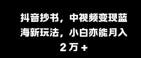 抖音抄书，中视频变现蓝海新玩法，小白亦能月入 过W【揭秘】-86资源库