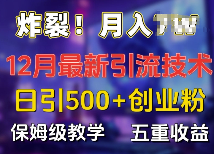 炸裂!揭秘12月最新日引流500+精准创业粉，多重收益保姆级教学-86资源库