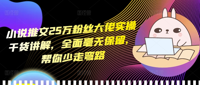 小说推文25万粉丝大佬实操干货讲解，全面毫无保留，帮你少走弯路-86资源库