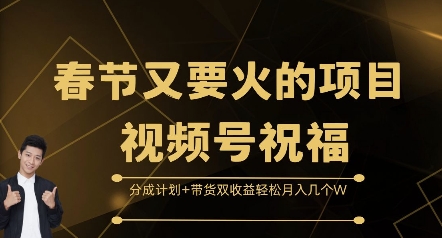 春节又要火的项目视频号祝福，分成计划+带货双收益，轻松月入几个W【揭秘】-86资源库