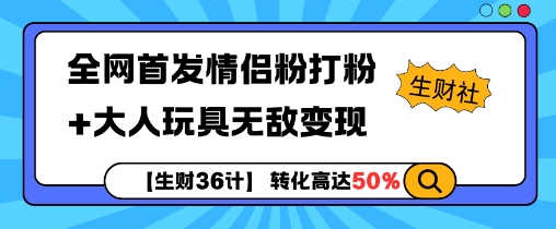 【生财36计】全网首发情侣粉打粉+大人玩具无敌变现-86资源库